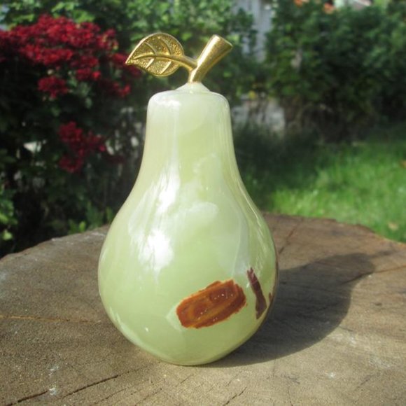 Other - Marble pear, Onyx pear with metal stem, Vintage ma